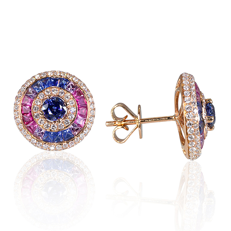 18K Rose Gold, Diamond and Sapphire Pendant